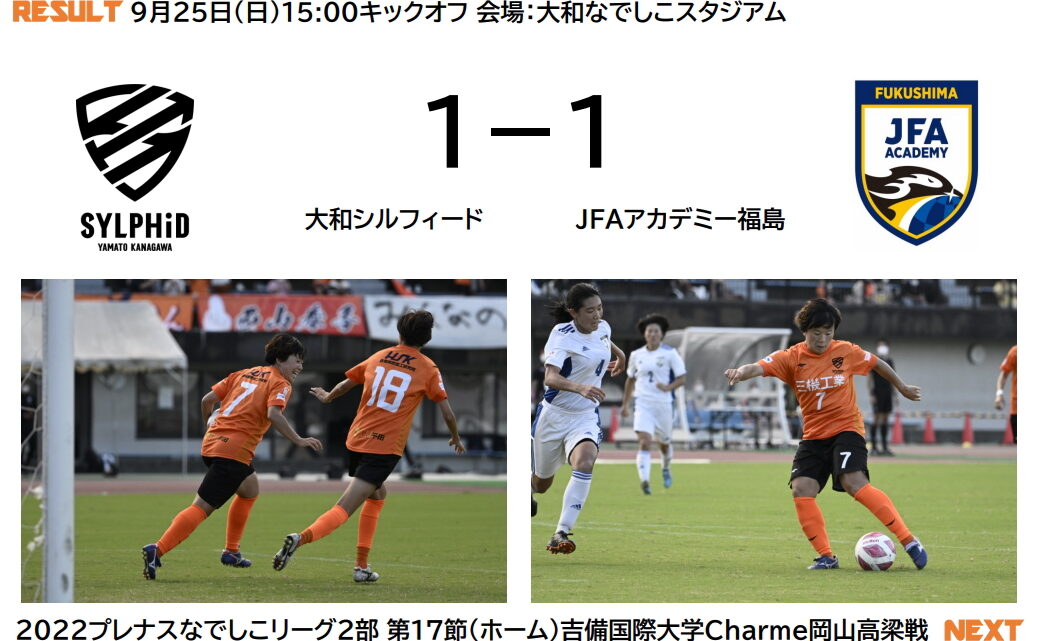 大和シルフィード　１－１　JFAアカデミー福島